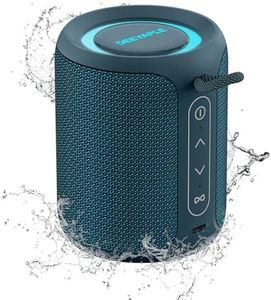 Deeyaple Altavoz Bluetooth pequeño portátil Caja de música 5.3 IPX7 Resistente al Agua inalámbrico estéreo emparejamiento Manos Libres luz RGB para Exteriores, Camping, jardín, Fiesta (Azul)