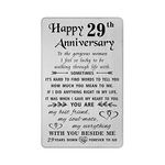 TANWIH 29th Anniversary Card Gifts for Wife, Happy 29 Year Wedding Anniversary Cards Gift for Her Women, Engraved Metal Wallet Insert