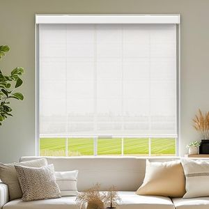 GENIMO Light Filtering Blinds for Indoor Windows, Cordless Roller Window Shades, Thermal Insulated UV Protection Fabric, Window Blinds for Home, Office, Bedroom, Easy to Install, White, 30" W X 72" H