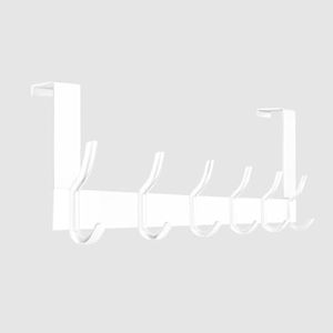Anjuer Over The Door 6 Hooks Hanger, White Door Hook for Hanging, Clothes Hooks for Bathroom, Hook Rail