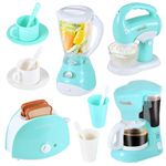 Play Kitchen Appliances Toy Set, Kids Kitchen Accessories Pretend Play Kitchen Toys Playset with Coffee Maker, Blender, Mixer and Toaster for Kids Ages 3-8 Christmas Birthday Party Gift