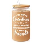 SANDJEST Coworker Gifts for Women - Coworker 16Oz Can Glass Coffee Cup - Funny Work Bestie Gifts for Women - Farewell Gifts Going Away Gift for Coworkers Female Colleagues Friend