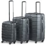 VonHaus Luggage Set of 3 Lightweight Suitcases 4 Wheel ABS Hard Shell Black Suitcases - 360° Spinner - Cabin Travel Trolley – (21” 25” 29”)