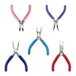 5 Pcs Jewellery Making Pliers, Jewelry Making Pliers Tools Set, Needle Nose Pliers/Chain Nose Pliers/Wire Cutter Pliers/Round Nose Pliers/Curved Nose Pliers, for Jewellery Beading Repair Making