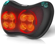 Electric Back Neck Massager Shiatsu Massage Pillow with Deep Tissue Kneading Shoulder Massager Low Noise Neck Back Massager Pain Relief Gifts for Parents, Use at Home Office Car Black