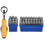 HARFINGTON 36pcs Metal Stamping Kit 5/16" (8mm) (A-Z, 0-8, "&" Symbol) Steel Letter Punch Press Tool with Holder to Stamp on Metal, Plastic, Wood, Leather, Silver
