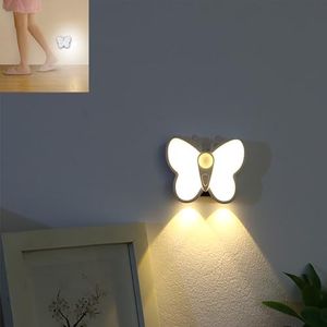 Motion Sensor Light, Butterfly Motion Sensor Light for Kids, Wireless USB Rechargeable Motion Sensor Night Light with Large Capacity Battery Operated for Stairs/Wardrobe/Kitchen/Camping/Hallway (1pc)