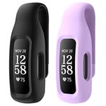 EEweca 2-Pack Clip Case Accessory for Fitbit Inspire 3/Inspire 2, Black+Lilac