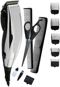 Remington Personal Haircut Kit, HC70A, Corded, 12-Piece Pack: Hair Clipper, Scissors, 5x Comb guides (3-16MM), Styling Combs, Blade Guard, Cleaning Brush And Lubricating Oil - Silver