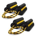 ROBLOCK Wheel Chocks 4 Pack Heavy-Duty Rubber Wheel Block with Nylon Rope Yellow Reflective Tape, 7.8" Long x 4.1" Wide x 3.9" High