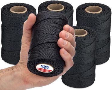 Waxed Twine 160 LBS Tensile Strength (5-Rolls) 1,005 feet Rolls | 9-ply | 100% Polyester | Black Cable Tie Down Wax Lacing Cord