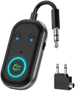 OQIMAX Bluetooth 5.3 Transmitter Receiver, 2-in-1 Airplane Wireless Audio Adapter with Dual Connection, 13Hr Playtime, Plug and Play, Portable Bluetooth Headphone Adapter for TV, PC