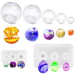 7 PCS 3D Sphere Silicone Resin Molds, AFUNTA Clear Silicone Ball Mold Eggs Ball Epoxy Resin Molds, Universe Spheroid Pendant Casting Molds for DIY Jewelry Making, Resin Crafts