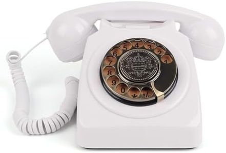 MCHEETA Corded Phone, Roary Phone for Landline, Retro Analog Telephone with Redial Function, Desk Phone for Home Office Hotel School, Vintage Style (White)