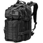 Tru Salute 40L Military Black Tactical Backpack Large Army 3 Day Assault Pack Molle Bugout Bag Rucksack Backpack Military Black