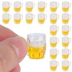 Agatige 20pcs Miniature Dollhouse Beer Cups, Realistic Beer Glass Model Resin Dollhouse Beer Mug for Dollhouse Accessories