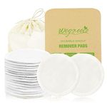 wegreeco Chemical-free, Reusable Soft Facial and Skin Care Wash Bamboo Cotton Makeup Remover Cloth Pads with Laundry Bag (White), 14 Pack