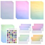 TIMESETL Stationery Letter Paper and Envelopes Set, Stationery Set with Lined Letter Writing Paper, 48 Stationary Paper + 24 Envelopes, Envelope Seal Sticker, 4 Gradient Colors