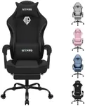 SITMOD Gaming Chairs for Adults with Footrest-PC Computer Ergonomic Video Game Chair-Backrest and Seat Height Adjustable Swivel Task Chair with Headrest and Lumbar Support(Black)-Fabric