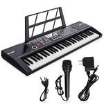 Vgrrbw 61 Keys Keyboard Piano, Electronic Digital Piano with Built-In Speaker Microphone, Sheet Stand and Power Supply, Portable Keyboard Gift Teaching for Beginners