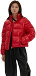 Fitouch Women's Los Cropped Down Puffer | 700+ Fill Power Insulation | Lightweight Short Jacket | Water-repellent Puffer Coat | UrbanFit | Red | Size L