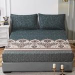 Tache Royal Rustic Paisley Mandala Lattice Floral Elegant Deep Navy Teal Fitted Bed Sheet Only, Twin