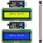 Youmile 2 pcs IIC/ I2C/ TWI LCD Serial Interface Adapter Serial Interface Board Module + LCD Module Display LCD1602 yellow blue with Dupont Line For Arduino