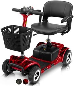 Vive 4 Wheel Mobility Scooter - Electric Powered Wheelchair Device - Compact Heavy Duty Mobile for Travel, Adults, Elderly (Red Fire)