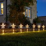 Marco Paul Novelty Set of 8, Christmas Star Stakes Lights at 35cm with 40 LED's Christmas Outdoor Decorations Battery Operated Christmas Lights Festive Xmas Decorations for Garden Pathway, Lawn