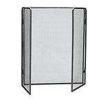 Mind Reader 3-Panel Fireplace Screen, Folding, Indoor Outdoor, Stand Alone, Metal Mesh, 66.7L x 0.6W x 61H cm, Black