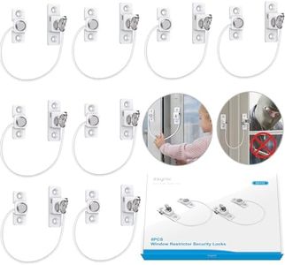 ESYNiC 8PZ Cavo Limitatore di Apertura Porta e Finestra con Chiavi di Rilascio Paio Serrature Blocca in Lega di Zinco UPVC Blocco Limitatore Porte e Finestre con Viti per Sicurezza Bambini - Bianco