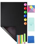 CHMMY Magnetic Chalkboard Paper for Wall, 45 * 100 Blackboard Sticker, Self Adhesive Blackboard Film, 6 Chalks, 6 Magnets, Cloth, Tangram, Chalk Holder, Magnetic Pen Holder for Office, Home, School