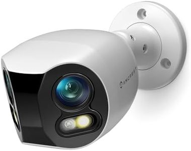 Amcrest Dual-Lens 4K (8MP) Outdoor Security POE Camera, 2 x 4MP Lenses PoE AI Bullet IP Camera, 65ft Night Color, Face Detection, Panoramic 180° FOV, 4K@15fps IP8M-DLB2998EW-AI (White)