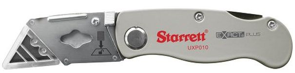 Starrett Folding Pocket Utility Knife - KUXP010-N Exact Plus Aluminium Die-Cast Body Trapezoidal Hook Blades - Supplied with Dispenser & 3 Spare Trapezoidal Blades