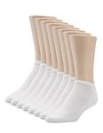 No Nonsense Men's Cushion No Show Liner Socks, White, One Size (Pack of 8)