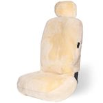 Zone Tech Genuine Sheepskin Car Seat Cover, Fluffy Luxury Wool Front & Rear Seat Covers, Universal Fits Car, Truck, SUV, & Van (Ivory)