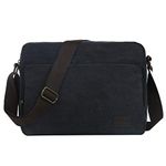 Eshow Men's Messenger Shoulder Bag Canvas Cross Body Side Beach Pack Bag Retro Casual for Daily Use Travel School Shopping Black