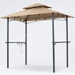 MASTERCANOPY Grill Gazebo 8 x 5 Double Tiered Outdoor BBQ Gazebo Canopy with LED Light (Khaki)