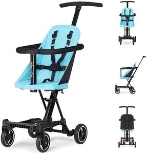 Dream On Me Lightweight and Compact Coast Rider Stroller with One Hand Easy Fold, Adjustable Handles and Soft Ride Wheels, Sky Blue