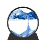 AREYCVK Sand Art Kits Moving Sand Art Liquid Motion, Round Glass Moving Sand Art Picture Relaxing Desktop Home Office (7Inch-Blue)