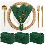 36 Pack Green Cloth Napkins Cotton Linen Napkins 16 x 16 Inch Green Napkins Cloth Handmade with Fringe Soft Napkins Cloth Washable Rustic Dinner Napkins Cloth for Wedding Party Dinner Table