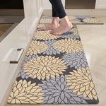 HEBE Anti Fatigue Kitchen Rug Sets 2 Piece Non Skid Kitchen Floor Mats 17"x48"+17"x28" Cushioned Comfort Standing Mat Waterproof Kitchen Runner Mats