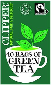 Clipper Organic Pure Green Tea Bags | Box of 40 Teabags | Organic Tea for Home & Office | Eco-Conscious, Fair Trade Tea | Natural, Unbleached, Plant-Based, Compostable & Biodegradable Tea Bags