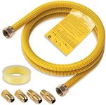 Kinchoix 48 Inch 1/2'' Gas Hose Connector Kit Flexible Propane Gas Line for Stove Dryer Water Heater Pipe Diameter 5/8 in. OD (1/2 in. ID) with 1/2" FIP.1/2"MIP Gas Appliance Supply Line