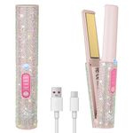 2 in 1 Cordless Hair Straighteners and Curler, Travel Portable Mini Straighteners, 5000mAh Rechargeable Titanium Flat Iron, 2S Rapid Heat 3 Temp up to 410℉, Wireless Styling Tool with Auto Shut-Off
