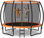 GYMAX Trampoline, 8FT 10FT 12FT ASTM Approved Recreational Trampoline with Enclosure, Ladder & Galvanized Steel Frame, Heavy Duty Anti-Rust Outdoor Trampoline for Kids Youth Adults (Orange, 10FT)