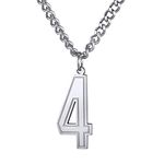 GOLDCHIC JEWELRY Baseball Number Necklace Lucky Number Pendant Necklace Silver Sports Baseball Wear Number Stainless Steel Necklace Chain for Men/Women