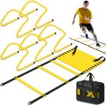 Speed and Agility Training Equipment: 5 Adjustable Agility Hurdles. 20ft Agility Ladder, Soccer Training Equipment Set for Youth Adults