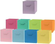 Cube Storage Bins - Fun Colored 11 Inch Storage Cubes (9 Pack) | Fabric Cubby Basket for Home, Kids Room & Nursery | Dual Handles, Foldable | Cube Organizer Storage Bin