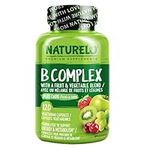 NATURELO Vitamin B Complex with Methyl B12, Methyl Folate, Vitamin B6, Biotin Plus Choline, CoQ10, and Fruit & Vegetable Blend - Supports Energy & Healthy Stress Response - Vegan - 120 Capsules